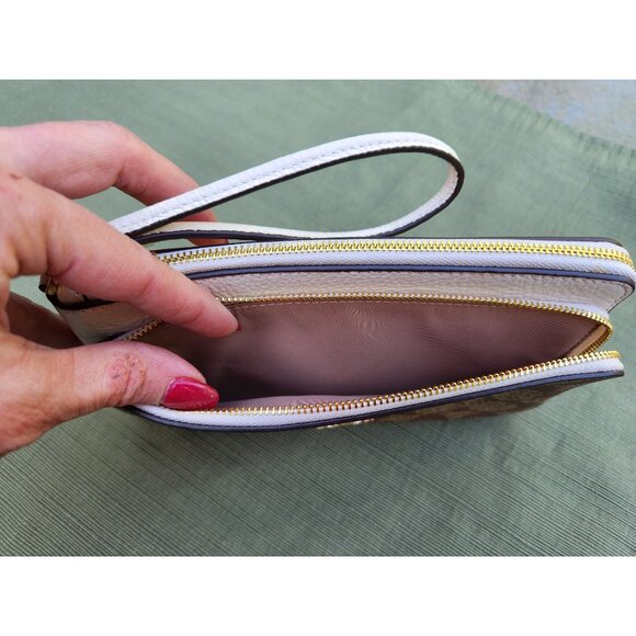 COACH Double Zip Wallet In Signature Canvas Pebbled Leather NWT! - Picture 5 of 8